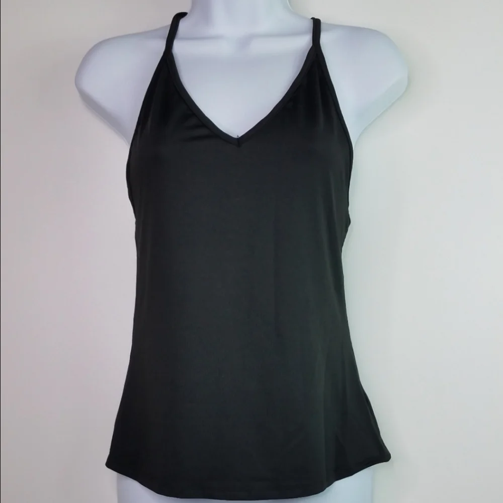 Black Lace Tank Top With Removable Racerback Camisole - Picture 13 of 16